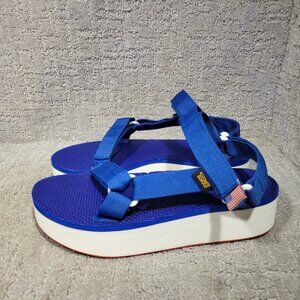 Teva 1016947 Women's Size US 9 Blue Adjustable Strap Platform Wedge Sandal Shoes